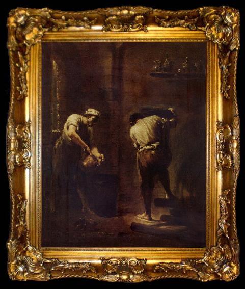 framed  Giuseppe Maria Crespi Scene in a Cellar, ta009-2